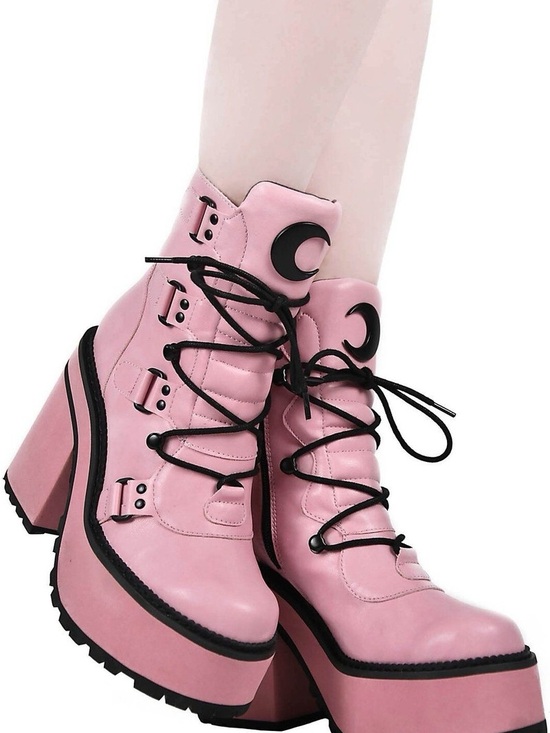 Killstar Shoes - PINK BROOM RIDER BOOTS Killstar